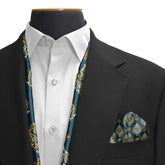 GREEN & YELLOW MYSTERY SILK SCARF & POCKET SQUARE SET